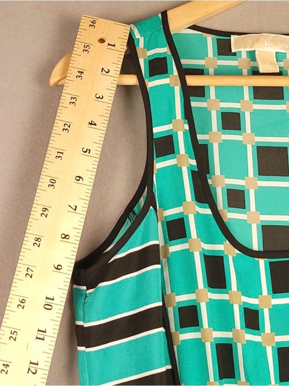 Michael Kors Teal and Black Geometric Stripe Maxi Dress Small - Picture 8 of 11